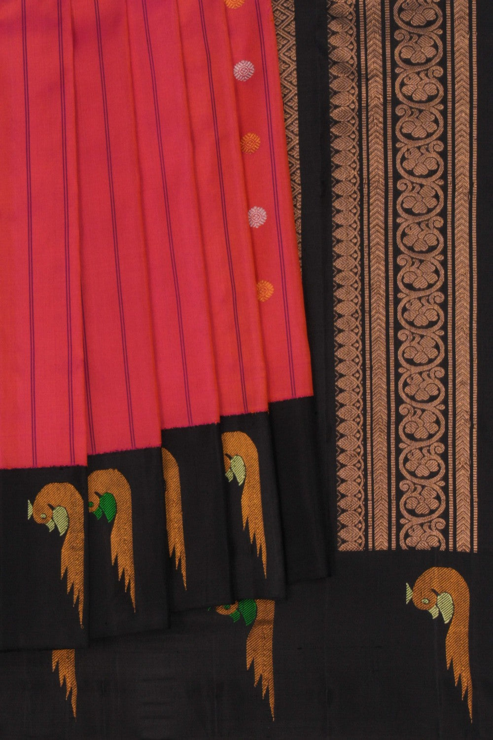 Image of Gadwal Silk Fuchsia Pink Saree